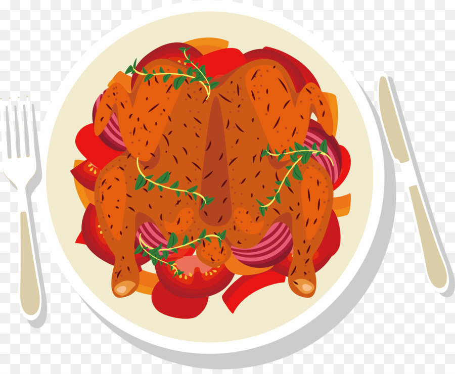 Gebratenes Hühnerfleisch Barbecue-Huhn-Zeichnung - Hähnchen-Vektor