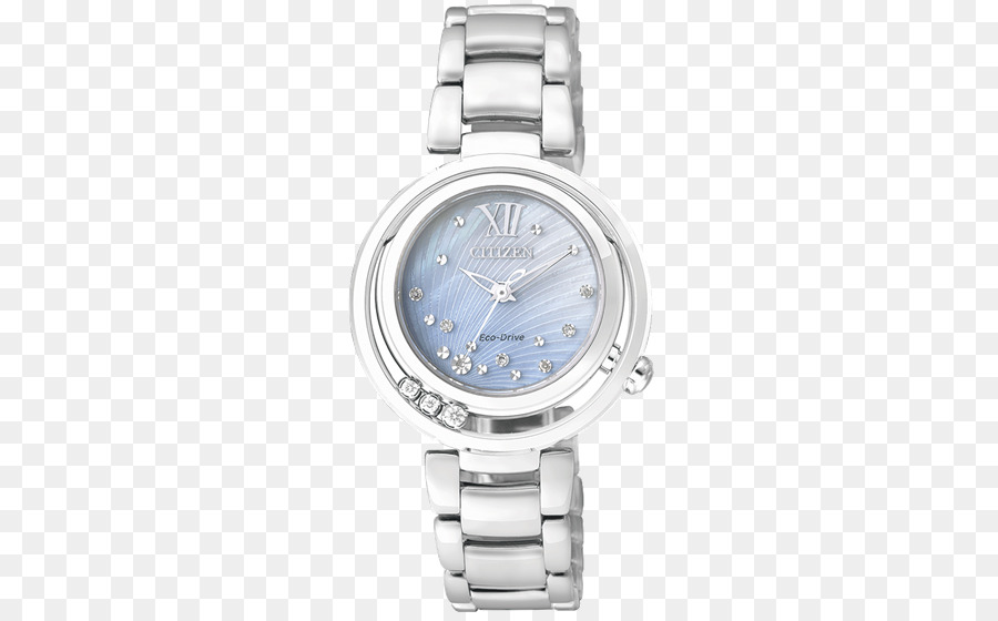 Citizen Holdings Eco-Drive Analog-Uhr Armband - Citizen Uhren Silver Blue Uhren Diamant weibliche form
