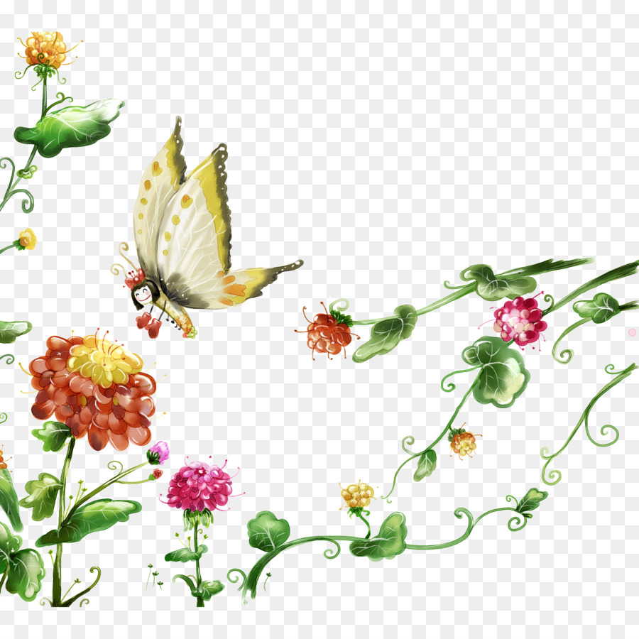 Schmetterlings Blume Tapete - Schmetterling Muster