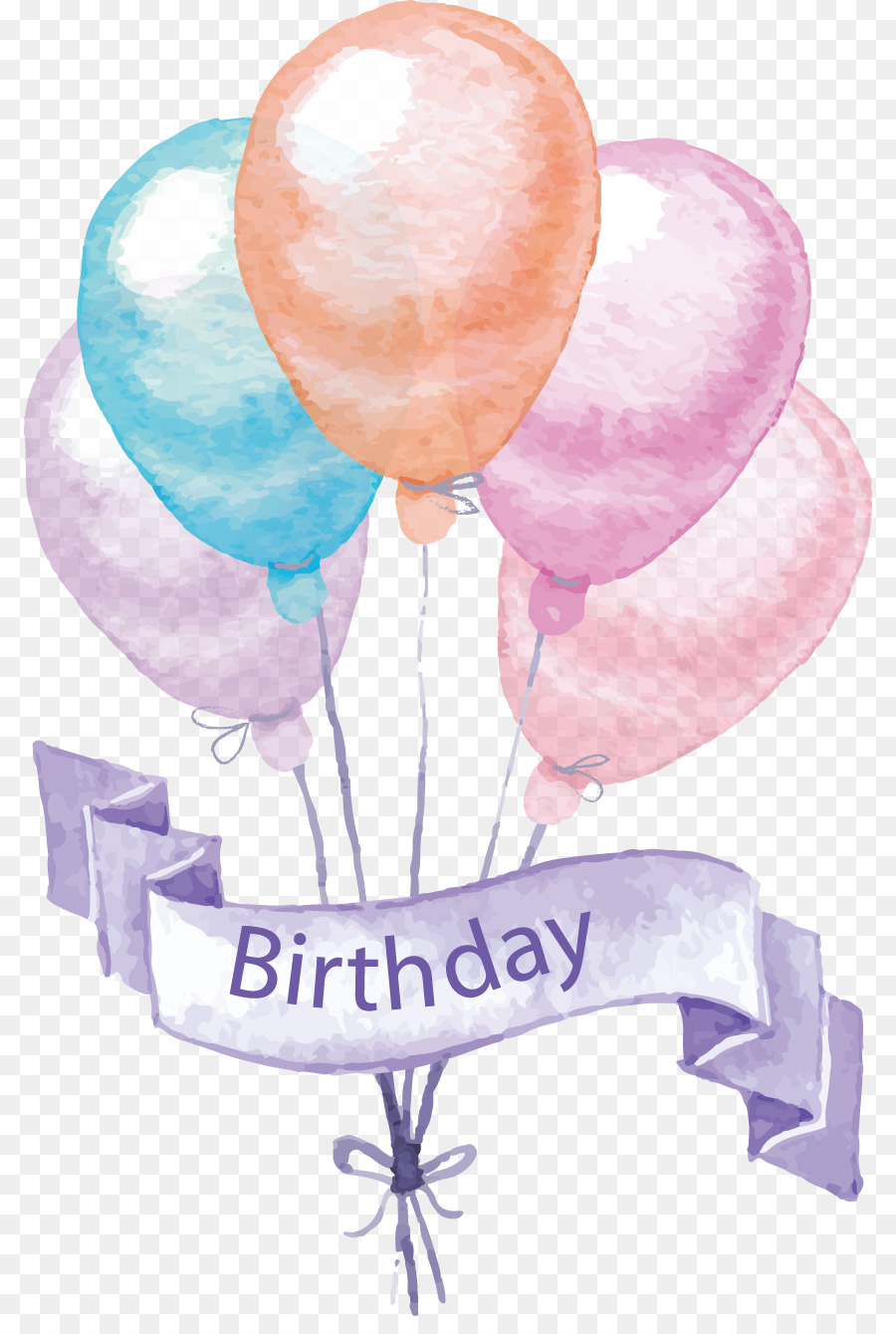 Torta di compleanno biglietto di Auguri Balloon Party - Cartoon mano palloncini colorati