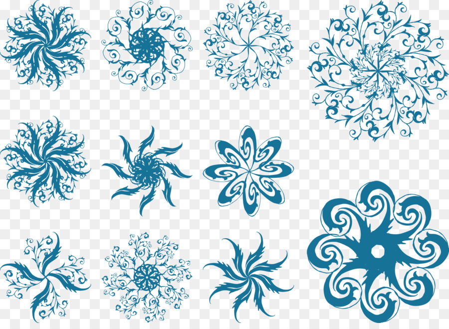 Blüten Blume - Blaue kreisförmige Symmetrie-Weinlese-Spitze