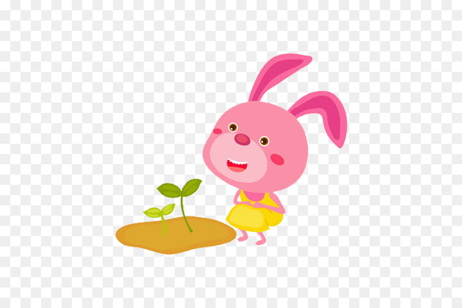 Easter Bunny Hare Phim Hoạt Hình Minh Họa - thỏ màu hồng