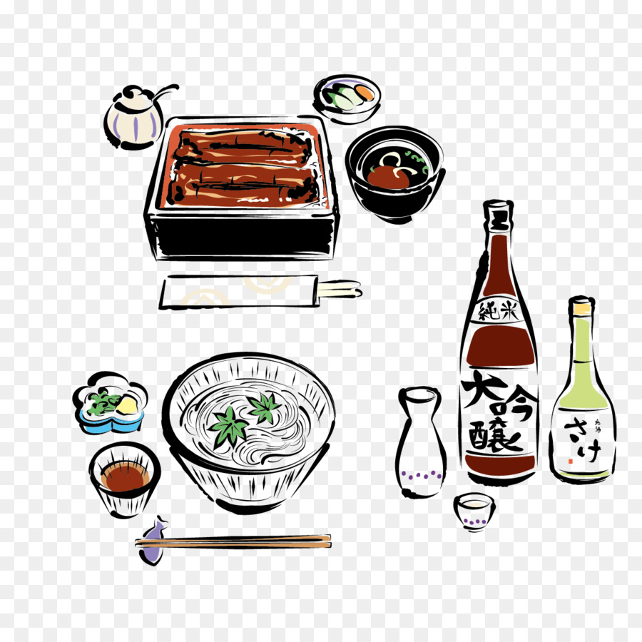 Japanische Küche-Hot pot - Vektor von Hand bemalt von Essen und Wein
