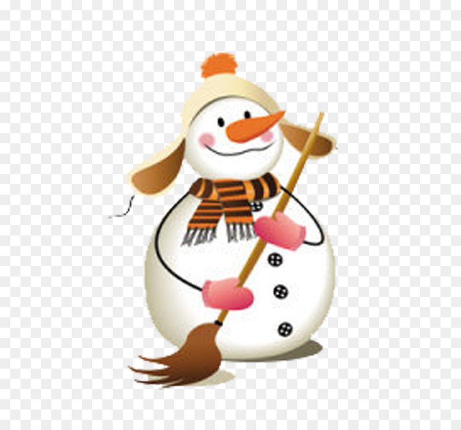 Natale Pupazzo di neve cornice Clip art - Pupazzo di neve in possesso di un mop