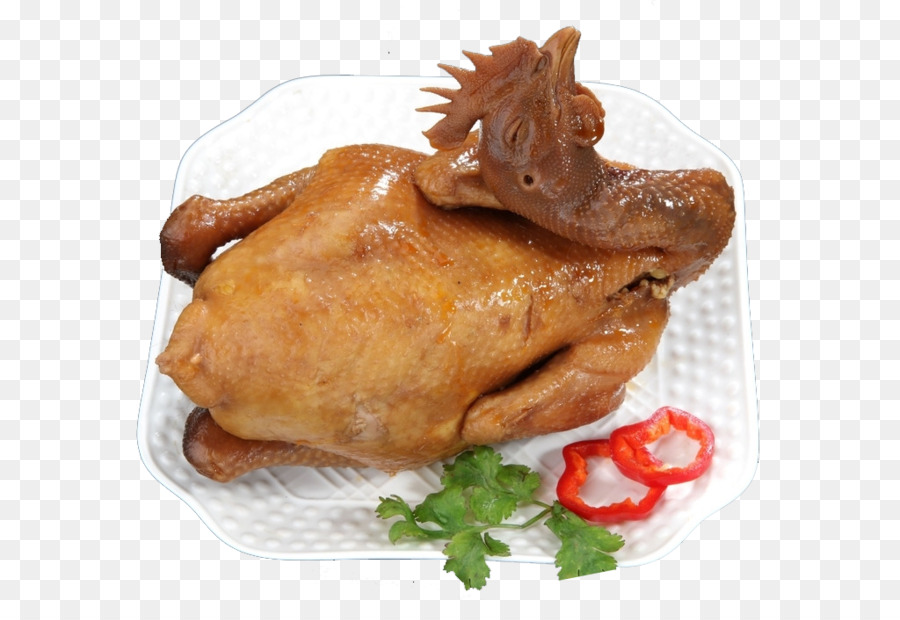 Gebratenes Huhn Rot Kochen chinesische Küche, Barbecue-Huhn - Auf der Platte, gebratenes Huhn