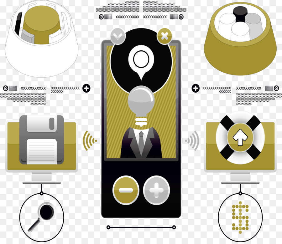 Infografica Scarica Grafico Sull'Icona - Decorativo marrone scuro creativo di mobili e strumenti tecnologici