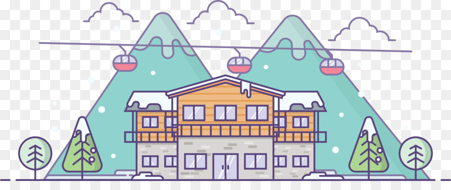 Schnee Gratis-Illustration - Cartoon-Wohnung villa in den Schnee Hütte