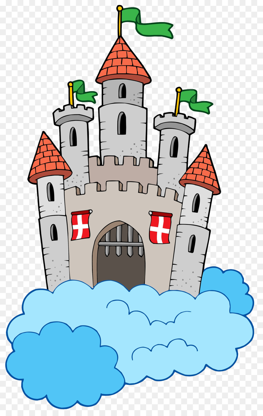 Castello Royalty free Clip art - Una torre con una bandiera verde al di sopra di esso