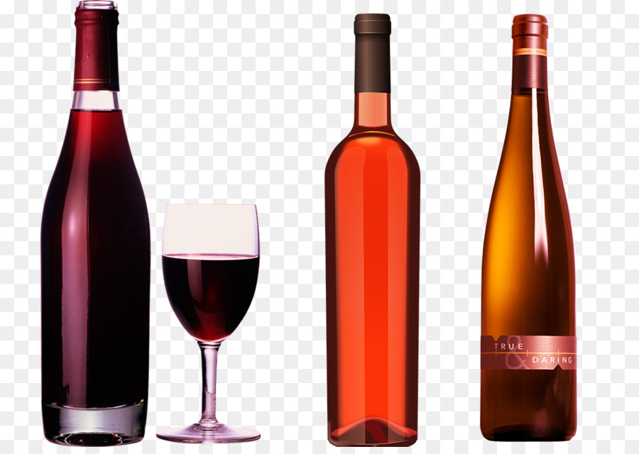 Rotwein, Weißwein, Champagner Flasche - Eleganter Rotwein Glas und Flasche