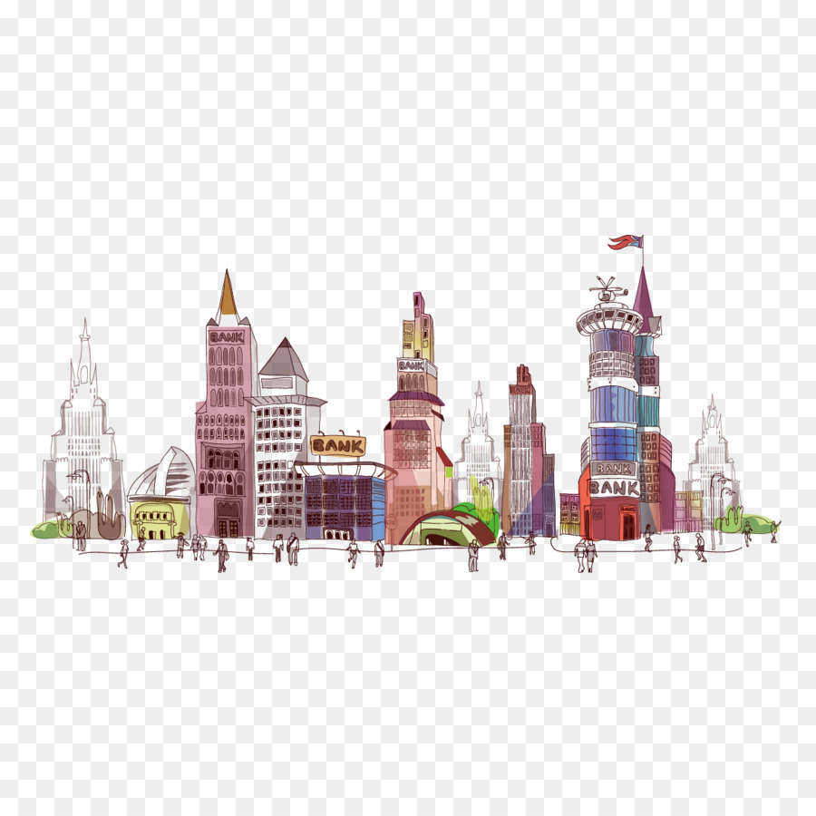 Architektur Cartoon-Abbildung - Vektor-Muster-Stadt