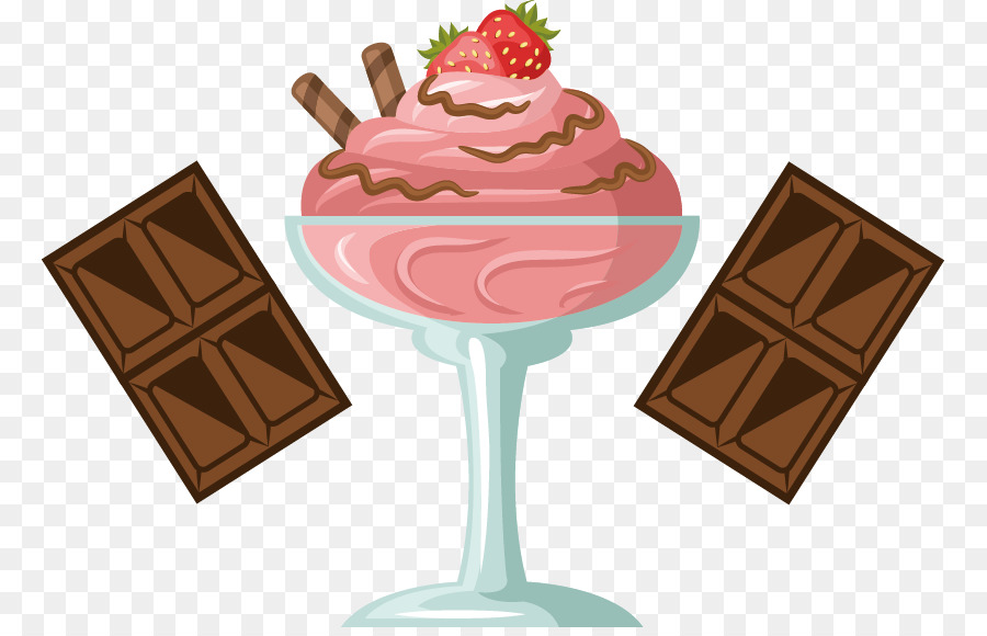 Eis Eisbecher schokoladeneis - Obst-Kuchen-Schoko-Eisbecher-Vektor