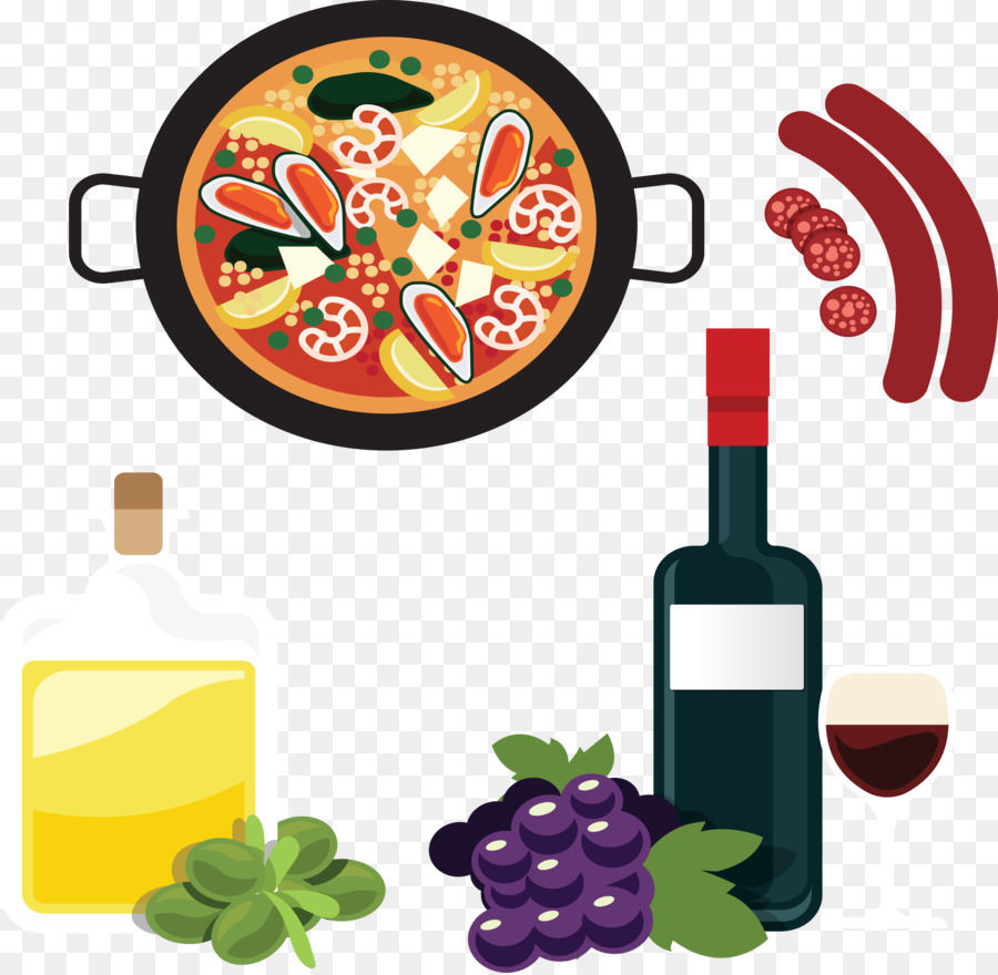 Spanien Lizenzfreie Illustrationen - Die spanischen Wein-und Lebensmittel.