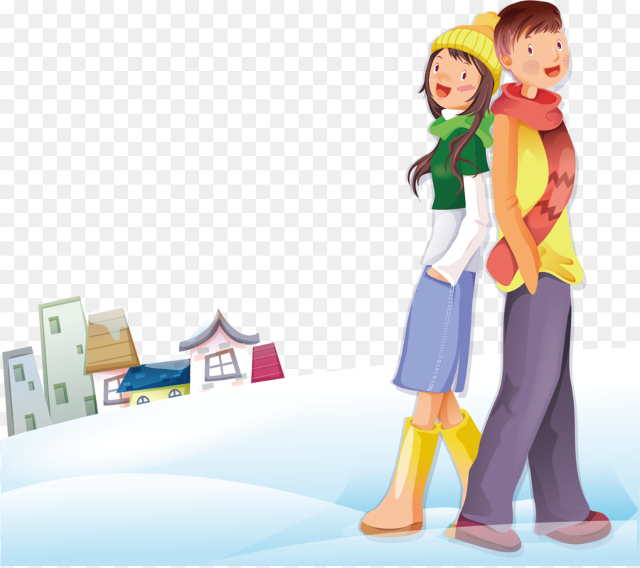 Significativo di altri cartoni animati Romanticismo Illustrazione - Persone di neve casa