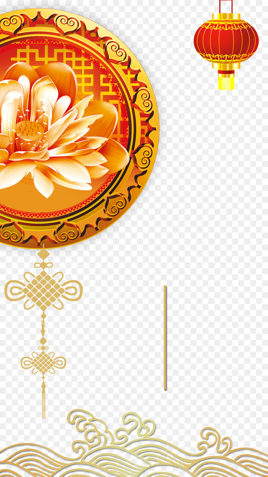 Chinese New Year Papierschnitt Roten Umschlag-Poster - Golden Lotus