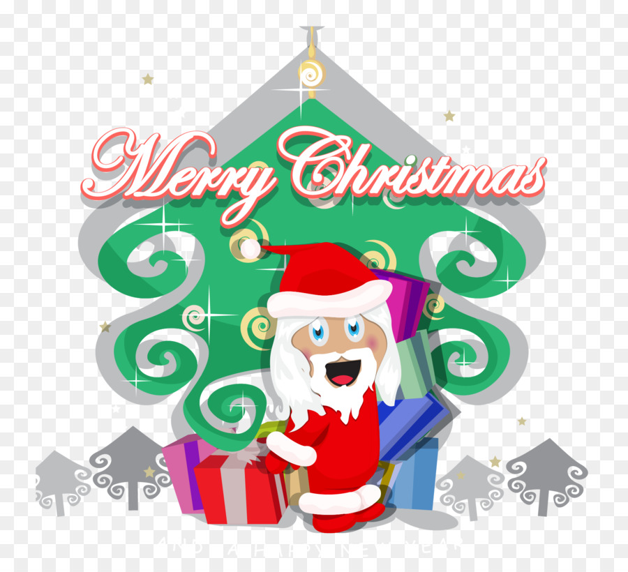 Albero di natale, Babbo Natale, ornamento di Natale Clip art - Cartoon albero di Natale biglietto di auguri, vettoriale
