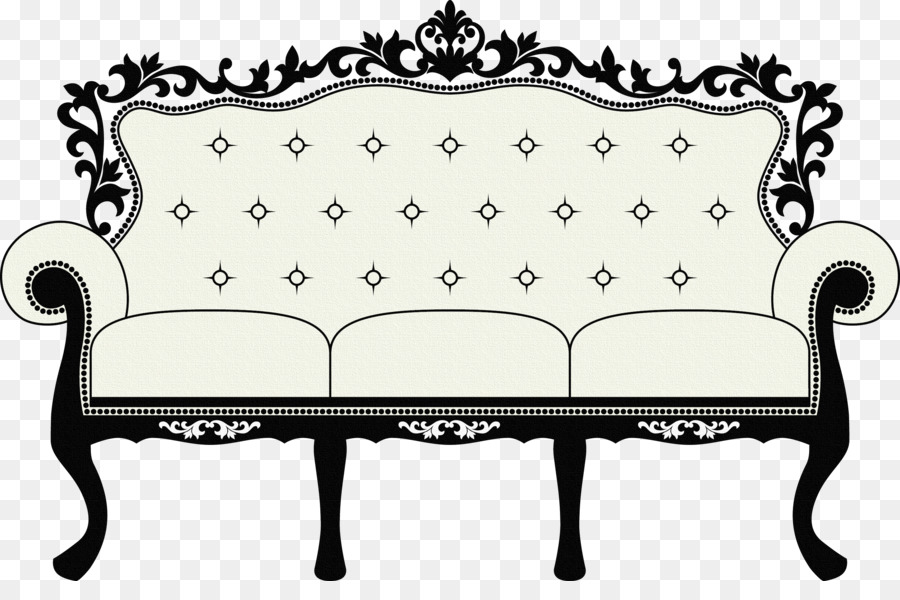Tisch-Couch-Vintage-Kleidung, Möbel, Clip-art - Handgemalte schwarz-und-weiß-sofa