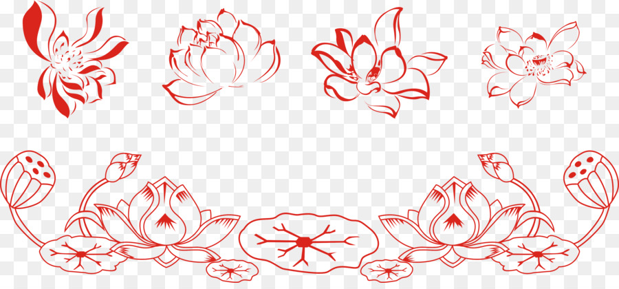 Line-art Zeichnung Nelumbo nucifera Skizze - lotus element