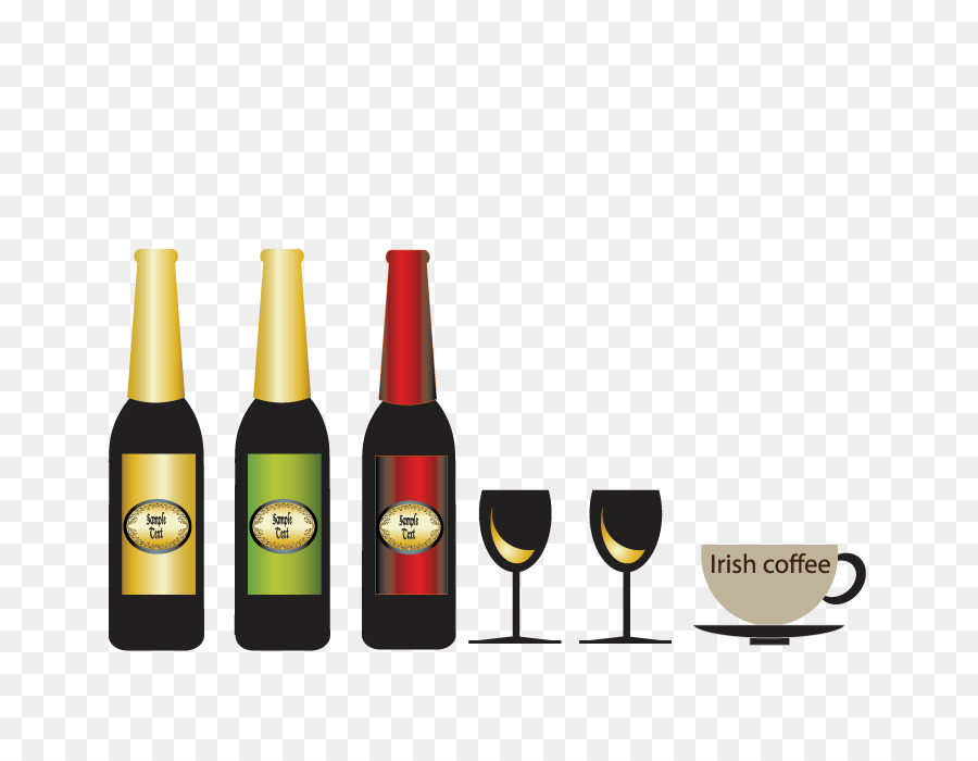 Rot-Wein-Flasche Champagner Wein-Glas - Wasser-Flaschen-Vektor-Wein