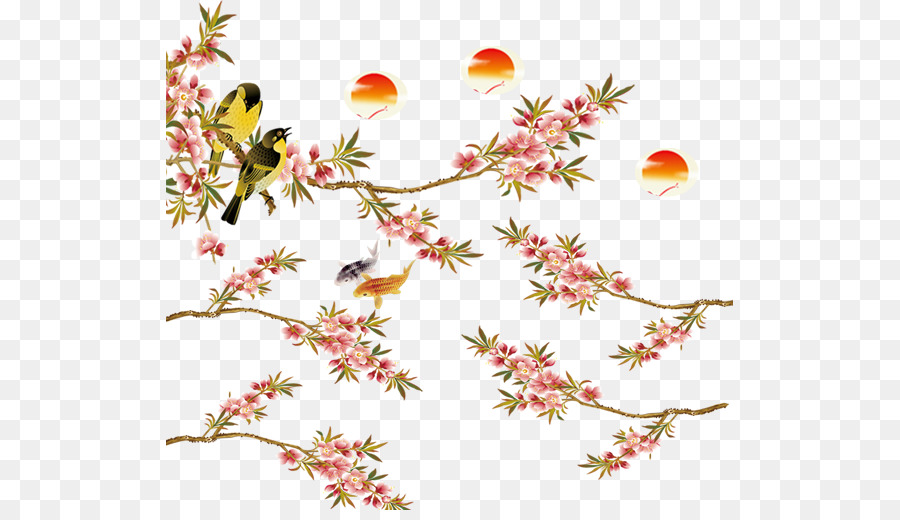 Uccello-e-fiore pittura a Inchiostro di lavaggio pittura Gongbi - cina vento creativi manifesti