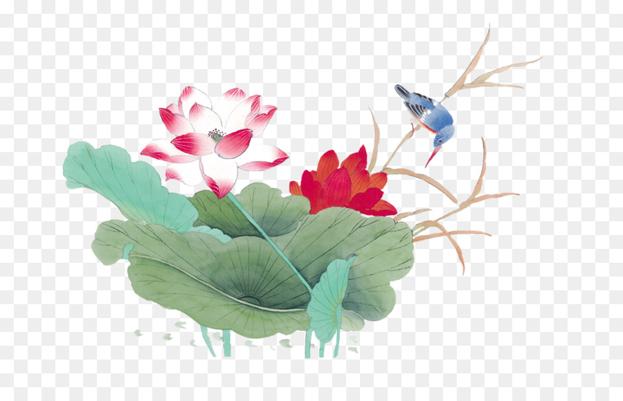 Inchiostro lavare pittura Gongbi pittura Cinese - bellissimo fiore di loto