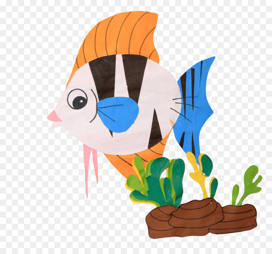 Carassius auratus pesci Tropicali Clip art - Dipinto a mano di alghe, pesci Tropicali