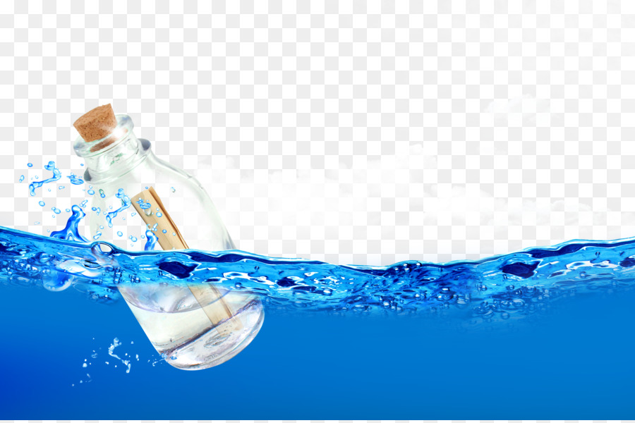 Scarica Illustrazione - Bottiglia di acqua di mare alla deriva