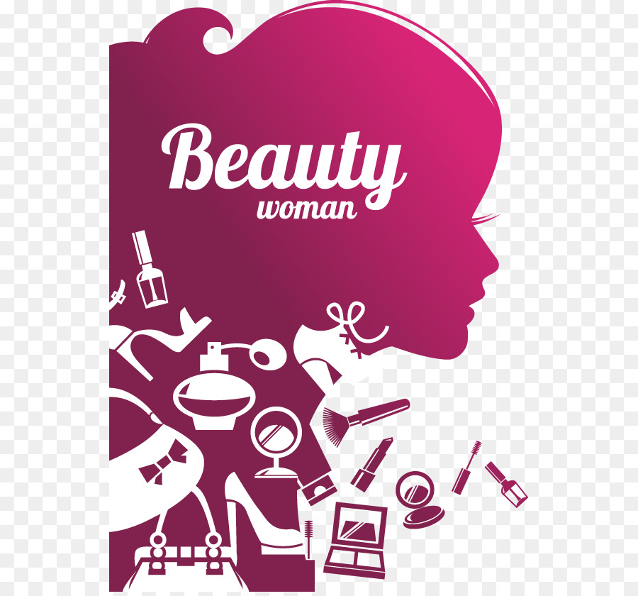 Kosmetik Beauty-Salon Wandtattoo Wandbild Aufkleber - Lila Schönheit silhouette Effekt