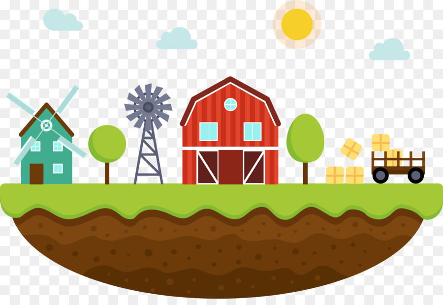 Bauernhof Landwirtschaft Landschaft - Vector farm Modell