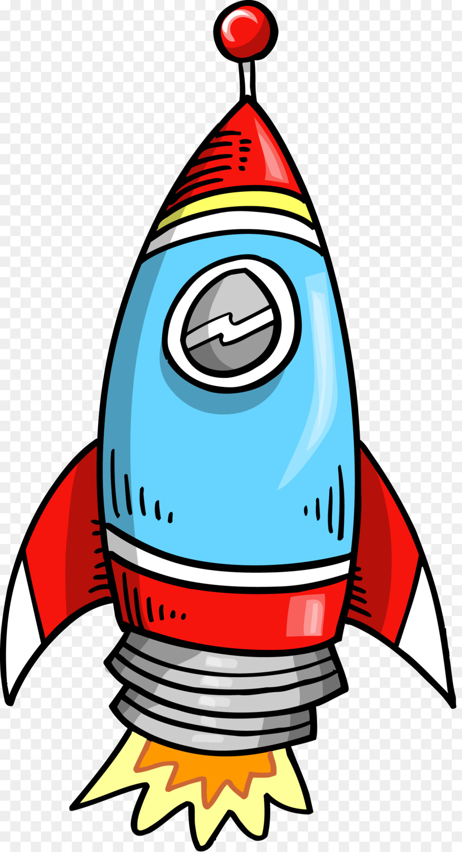 Q-version Rakete Cartoon Clip art - Vektor-cartoon-rot und blau-Rakete