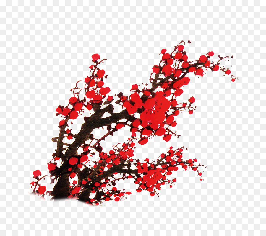 rosso - Vento cinese prugna rosso, inchiostro, motivo decorativo