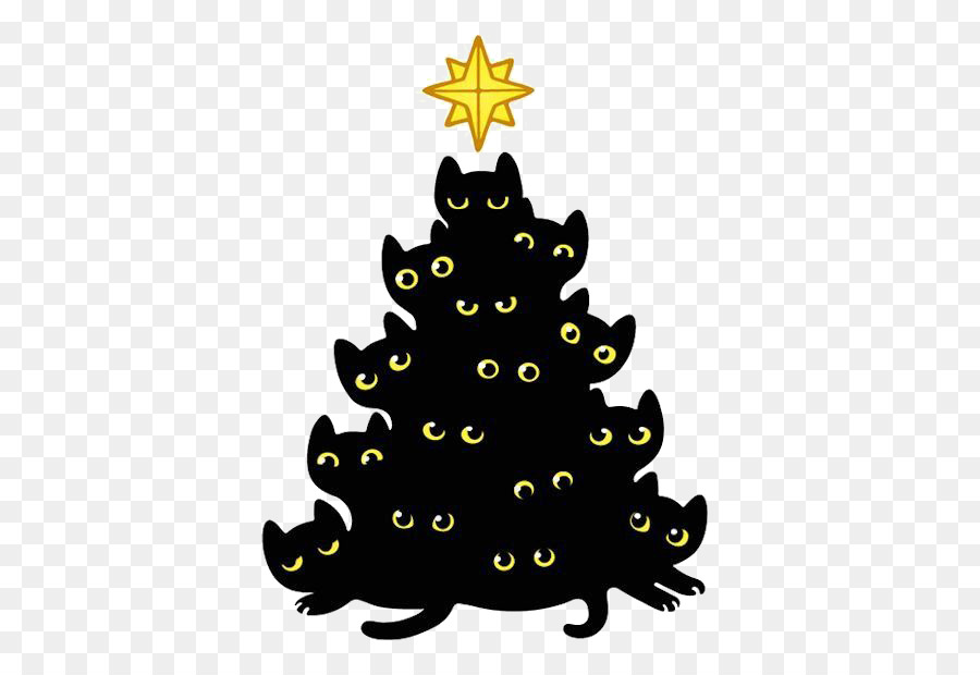 Cat, Kitten, Christmas Tree, Black Cat, Christmas , Cat Tree, Greeting Card...