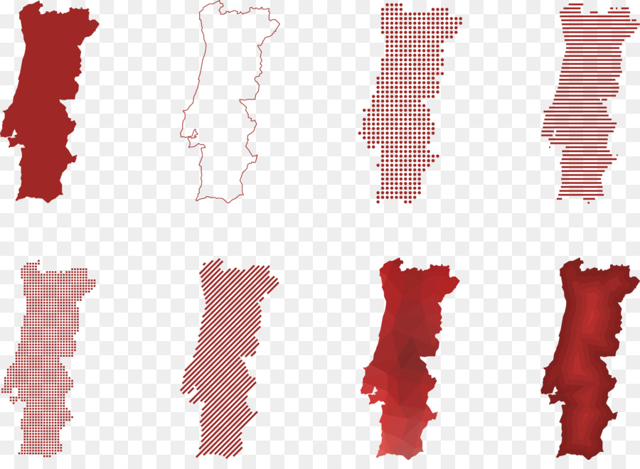 Portogallo, Disegno, Illustrazione - Rosso collezione mappa