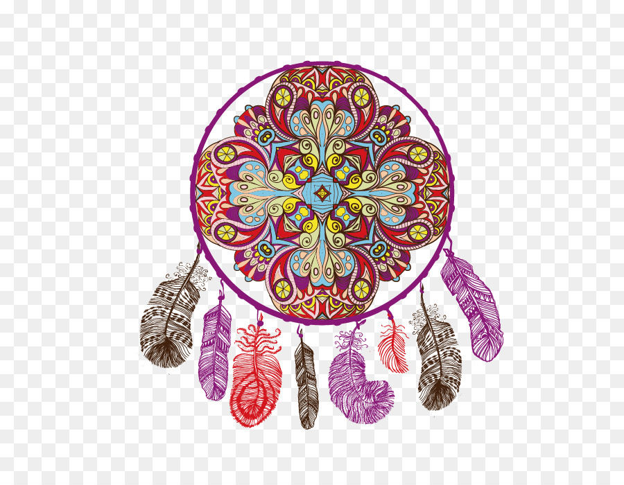 Dreamcatcher Mandala popoli Indigeni delle Americhe Illustrazione - Dipinto a mano carillon di vento