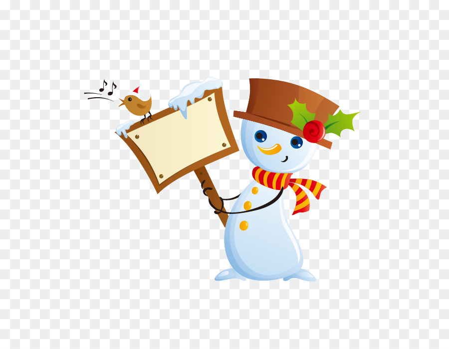 Santa Claus Christmas Schneemann - Weihnachten Schneemann hält ein hölzernes Schild