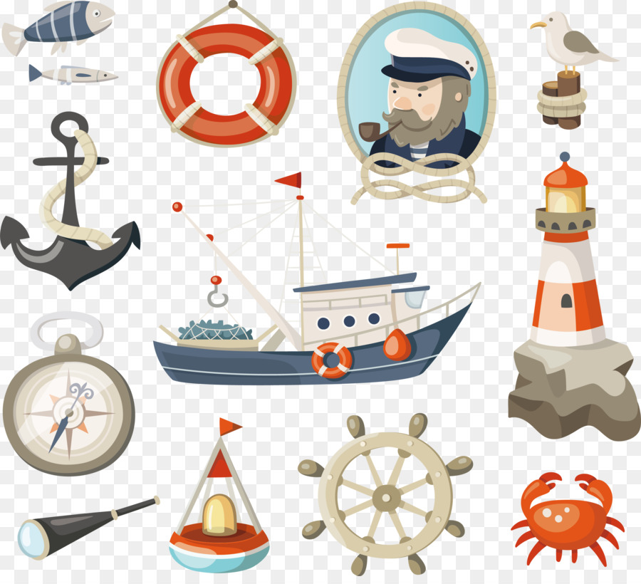 Trasporto marittimo, Pesca Illustrazione - 12 Vintage nautico elementi di design vettoriale materiale