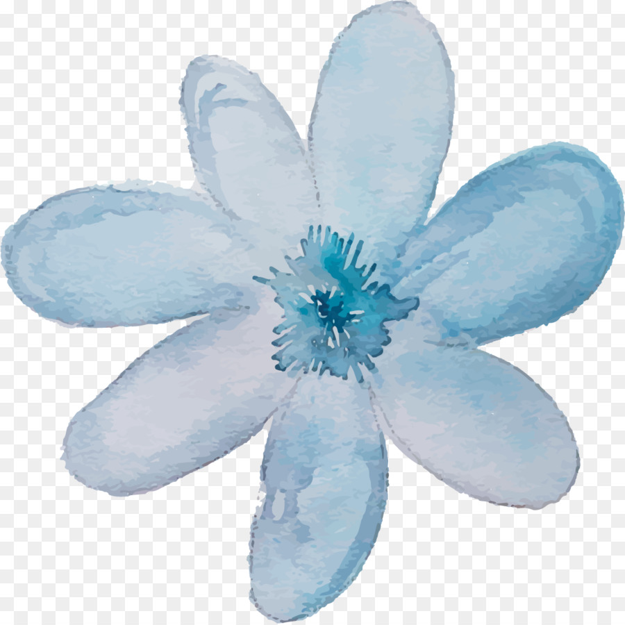 Blu dipinto ad Acquerello, Inchiostro - acquerello fiori