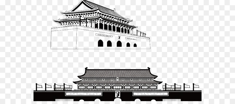 Tiananmen Square, Architektur, Silhouette - Tiananmen-silhouette frei clip