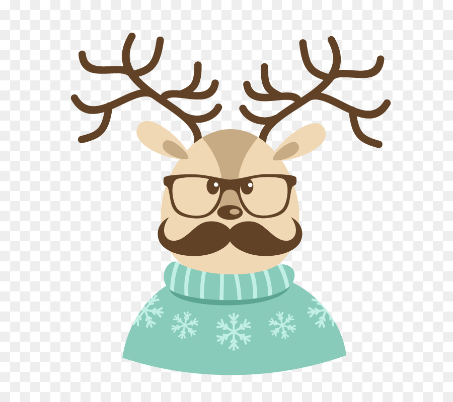 Santa Claus tuần Lộc thiệp Giáng sinh Hipster - Mặc áo lạnh màu xanh tuyết elk