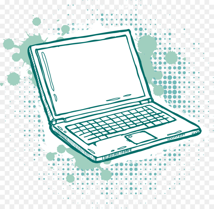Laptop Zeichnung Illustration - Hand bemalt blau computer