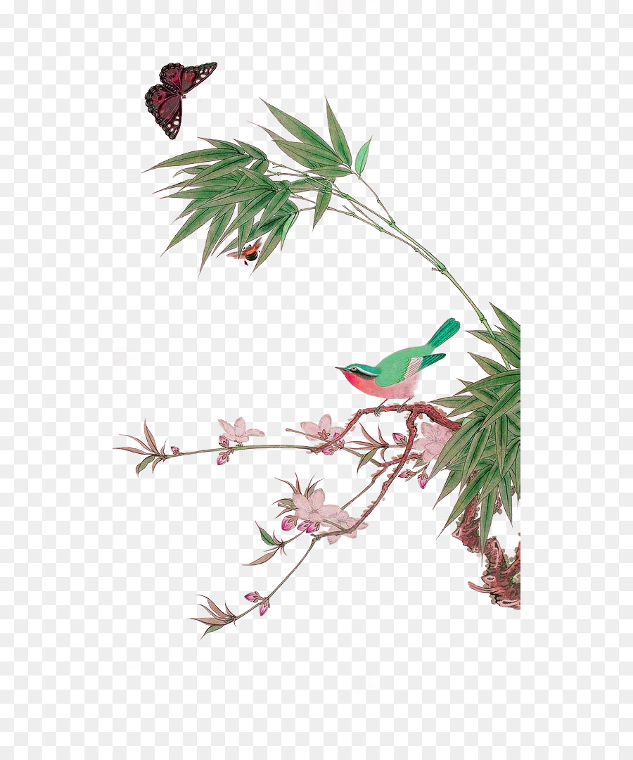 Tinte wash Malerei chinesische Malerei Gongbi - Grünen und frischen Bambus Vogel Dekoration Muster