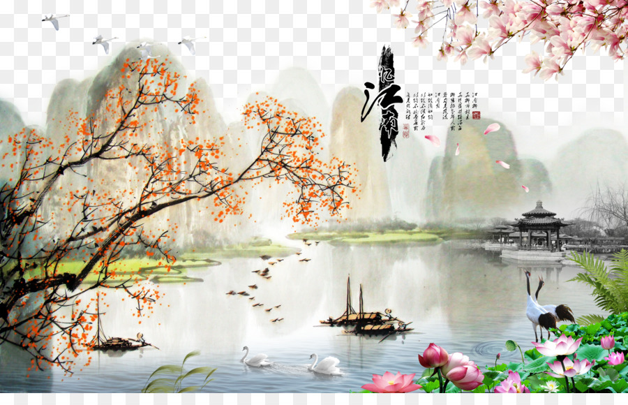 Trung quốc Cảnh bức tranh sơn Dầu - Trung quốc Gió nền sáng tạo phong cảnh  đẹp png tải về - Miễn phí trong suốt Màu Nước Sơn png Tải về.