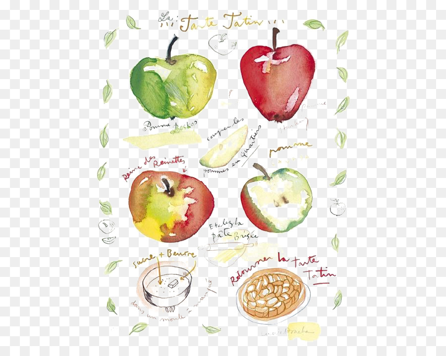 Torta di mele di Stampa di Carta di Frutta, Illustrazione - Mela dell'acquerello dipinta a mano