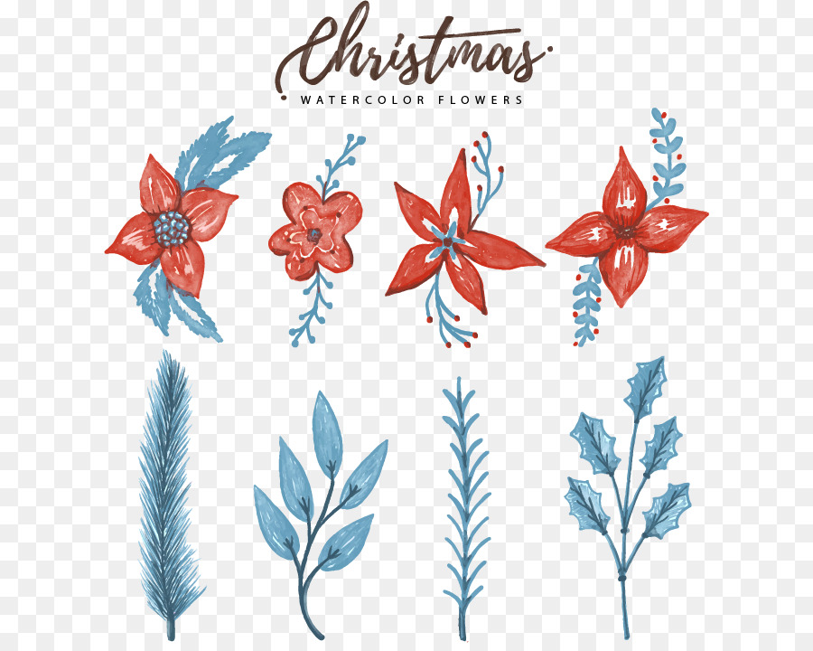 Disegno floreale di Natale pittura ad Acquerello Clip art - Acquerello di Natale decorazione floreale