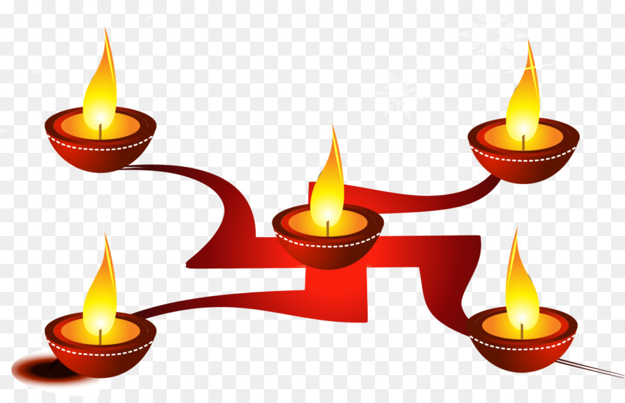 Diwali Glück Diya Hinduismus Gruß & Grußkarten - Realistische Vektor-Bild Kerzenflamme