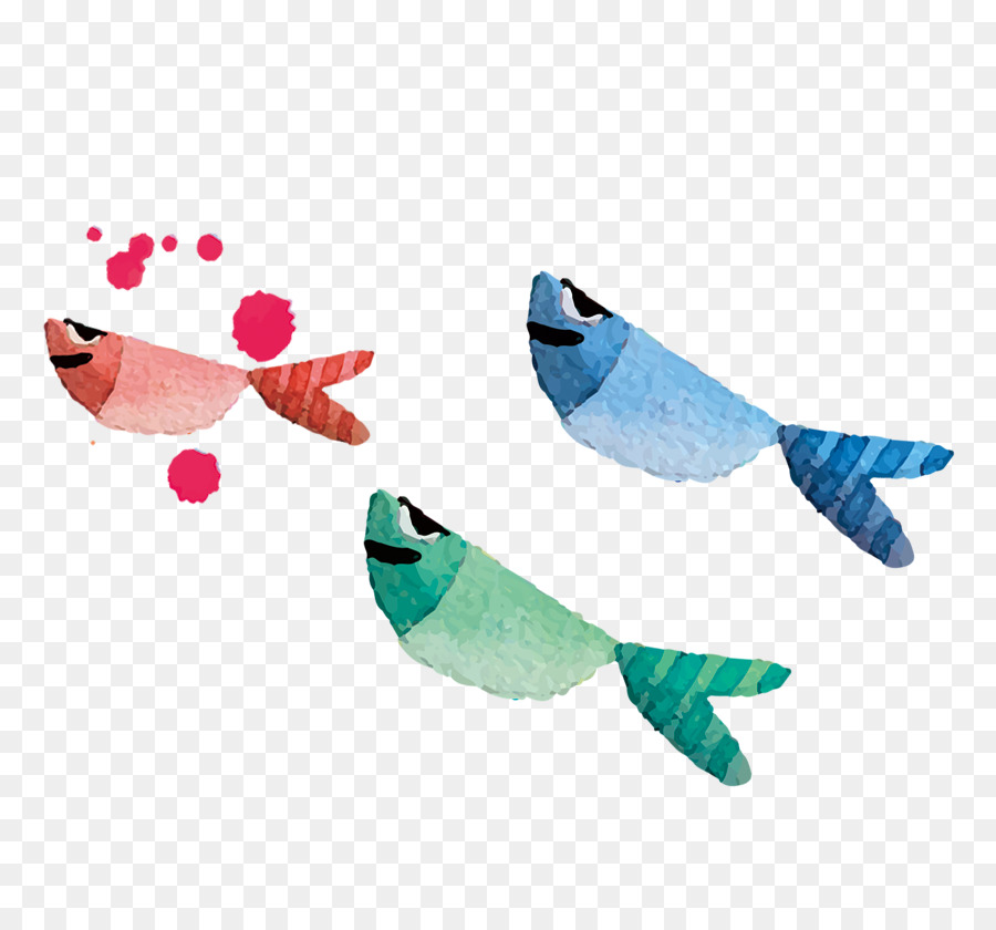 Papier Malerei - Hand-bemalt origami-Fisch