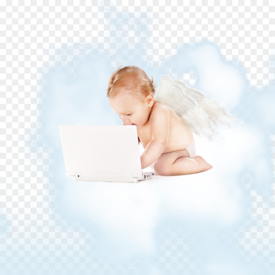 Windel Laptop-Angel Baby - Baby Engel spielen computer