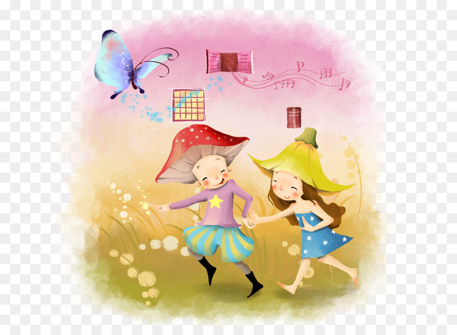 Desktop Wallpaper Zeichnung Traum Der Kindheit - Mit Pilz-Hut Kind