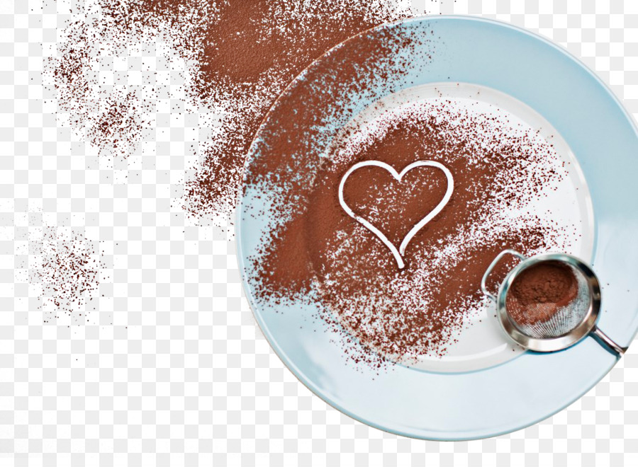 Kaffee-Kakao-Feststoffe, Pulver Kakaobohnen Theobroma cacao - Schokolade-Pulver auf die Platte