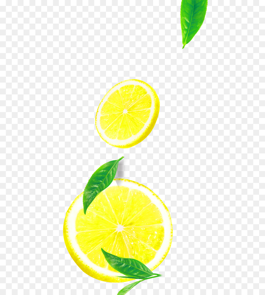 Tee Zitrone-Limette - Gelbe, frische Zitrone Blätter schwimmenden material