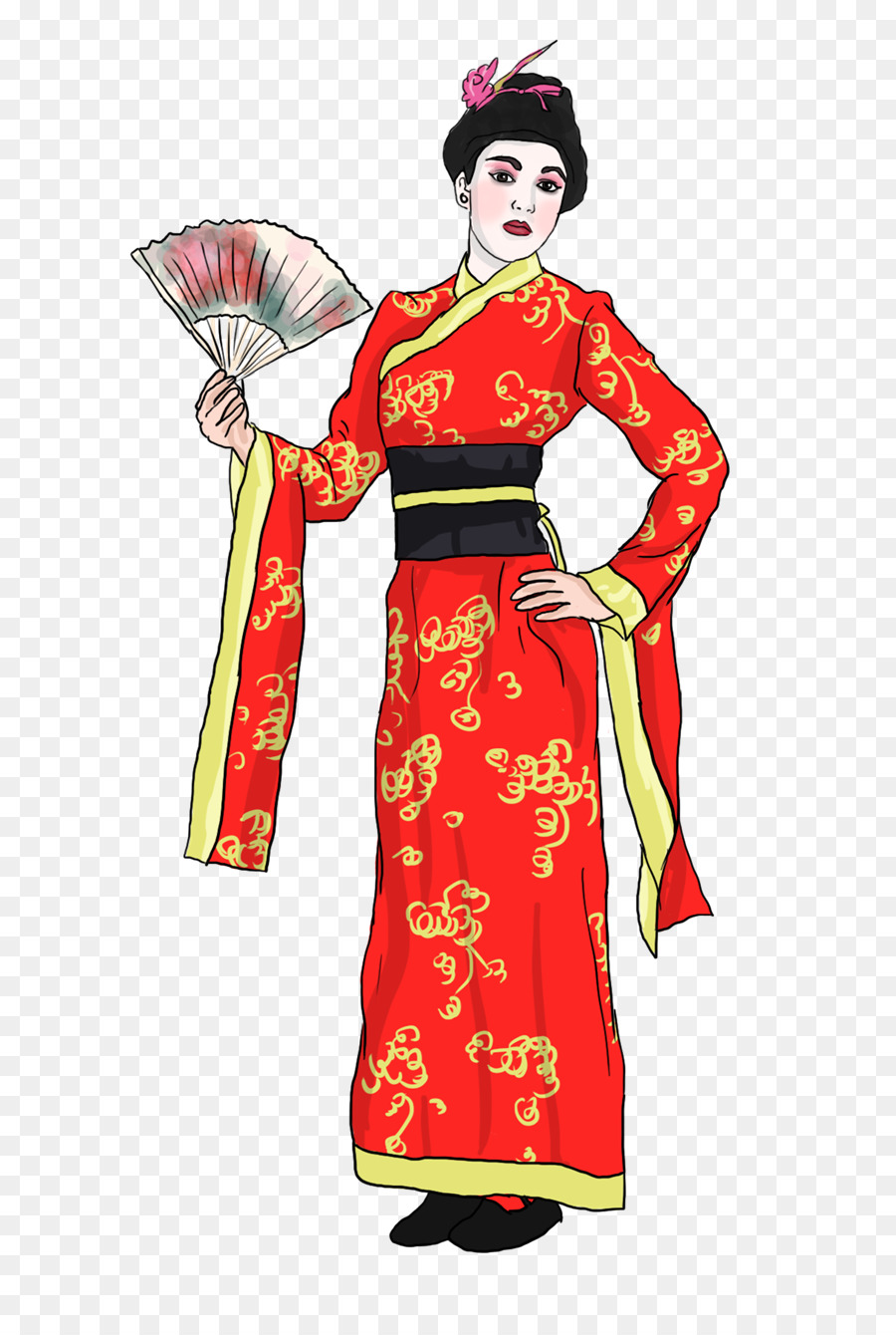 Robe Costume Geisha Abito Kimono - viola kimono clipart